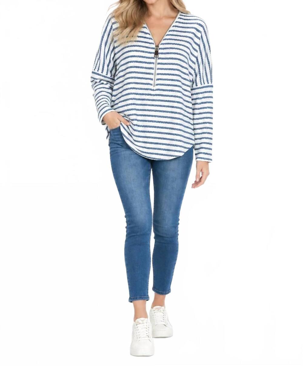 NEW ARIELLA dolman sleeve zipper top in denim